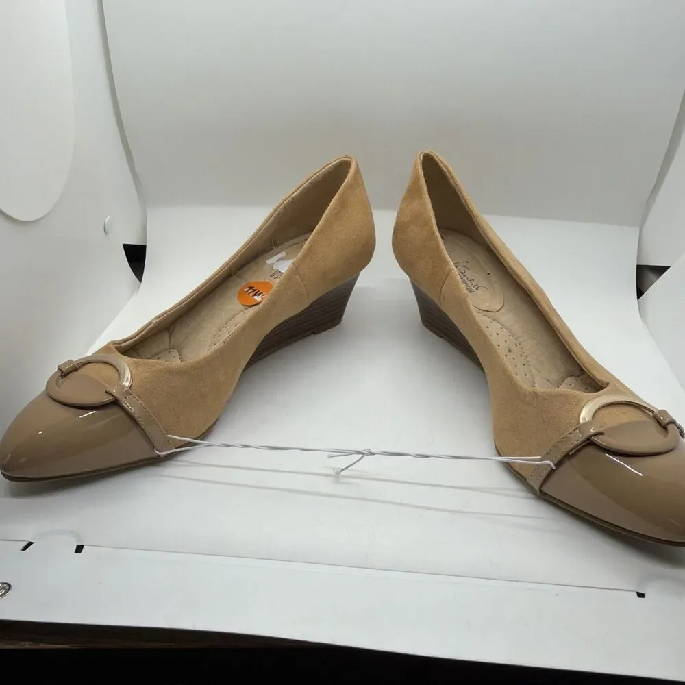 NEW Gloria Vanderbilt Memory Foam Tan Wedge 2" Heels Women’s size 11 W - Picture 7 of 10